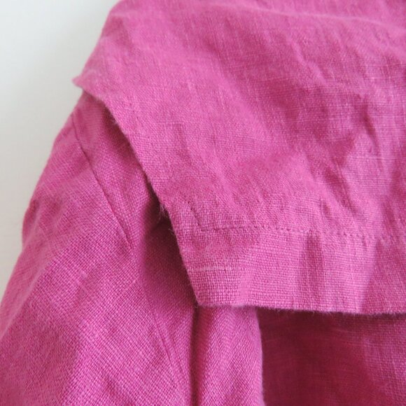 VINTAGE ITEMZ CHRIS BAUMGARTNER 100% Linen Cropped Button Top Pink Lagenlook - Picture 11 of 15